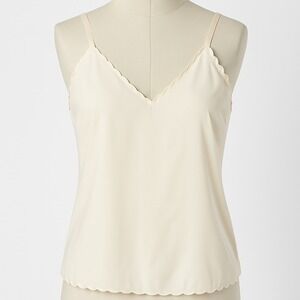 Vintage Y2K Fairy Satin Scalloped Edge‎ Cami Tank Cream Size S Layering Dainty